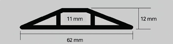Kabelbrücken L1500xB62xH12mm Ku.gelb m.Doppelklebeband EHA