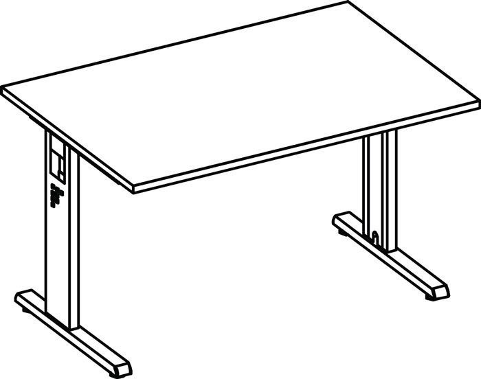 Schreibtisch Bela H650-850xB1200xT800mm lichtgrau ger.Form C-Fuß
