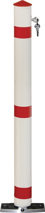 Sperrpfosten Alu.rot-weiß D.75mm Kippbar,z.Aufdübeln m.Fußbestätigung URBANUS