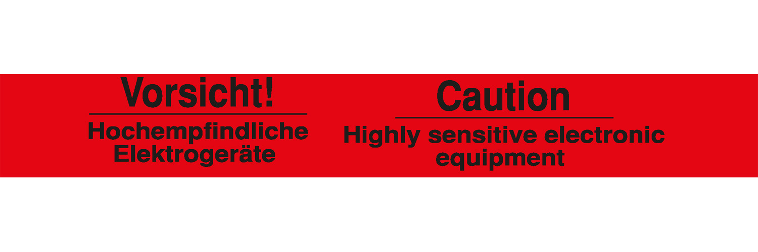 Warn-Klebebänder, 50 mm breit x 66 lfm, mit Aufdruck "Empfindliche Geräte"