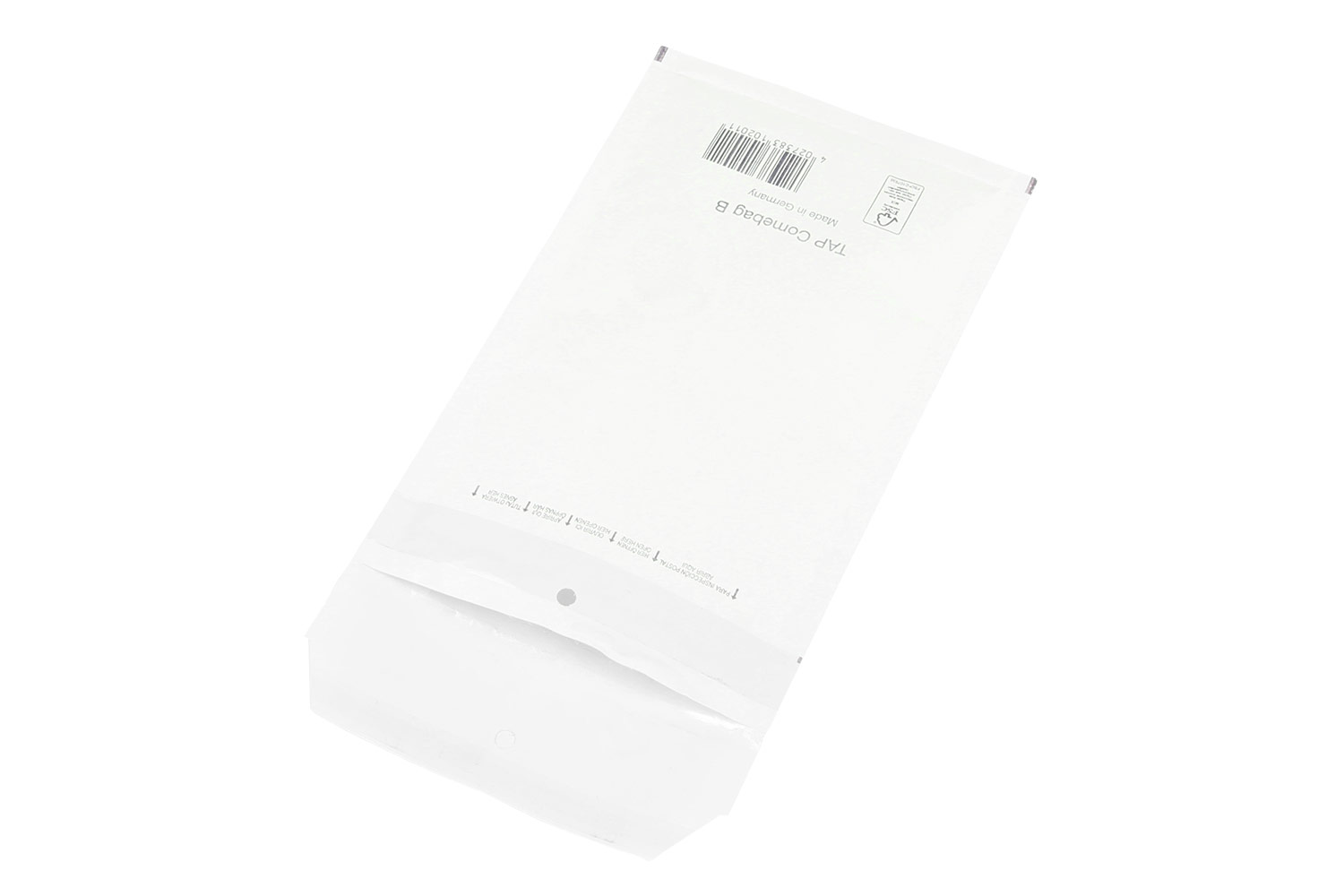Luftpolster-Versandtasche, 110 x 215mm, weiß, DIN A6, mit Selbstklebeverschluss